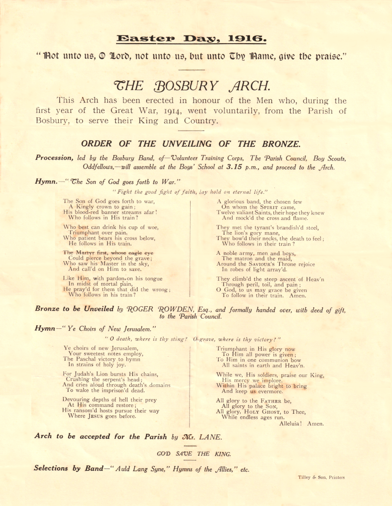 Unveiling programme 23 April 1923