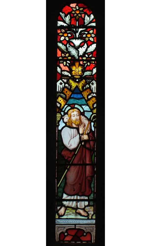 Bosbury church stained glass window in the nave